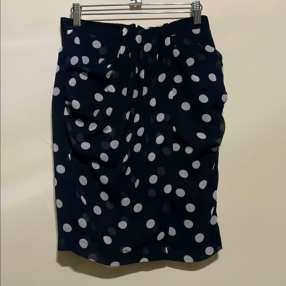 H&M Navy Blue and White Ruched Pencil Skirt Knee-Length